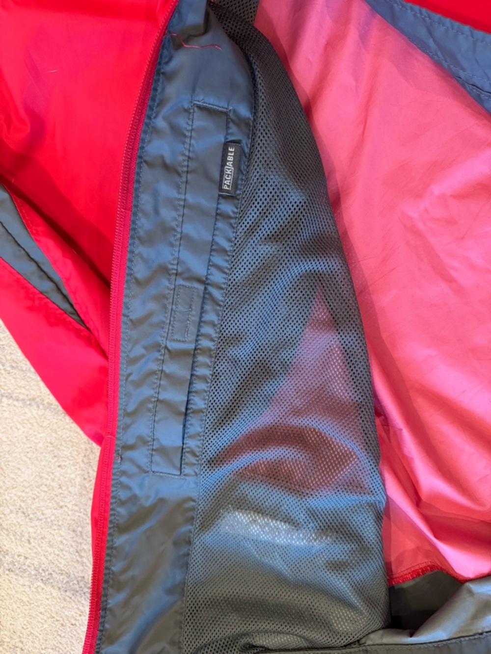 Columbia Packable Windbreaker Jacket Red Gray 3XLT Hooded - Picture 10 of 10